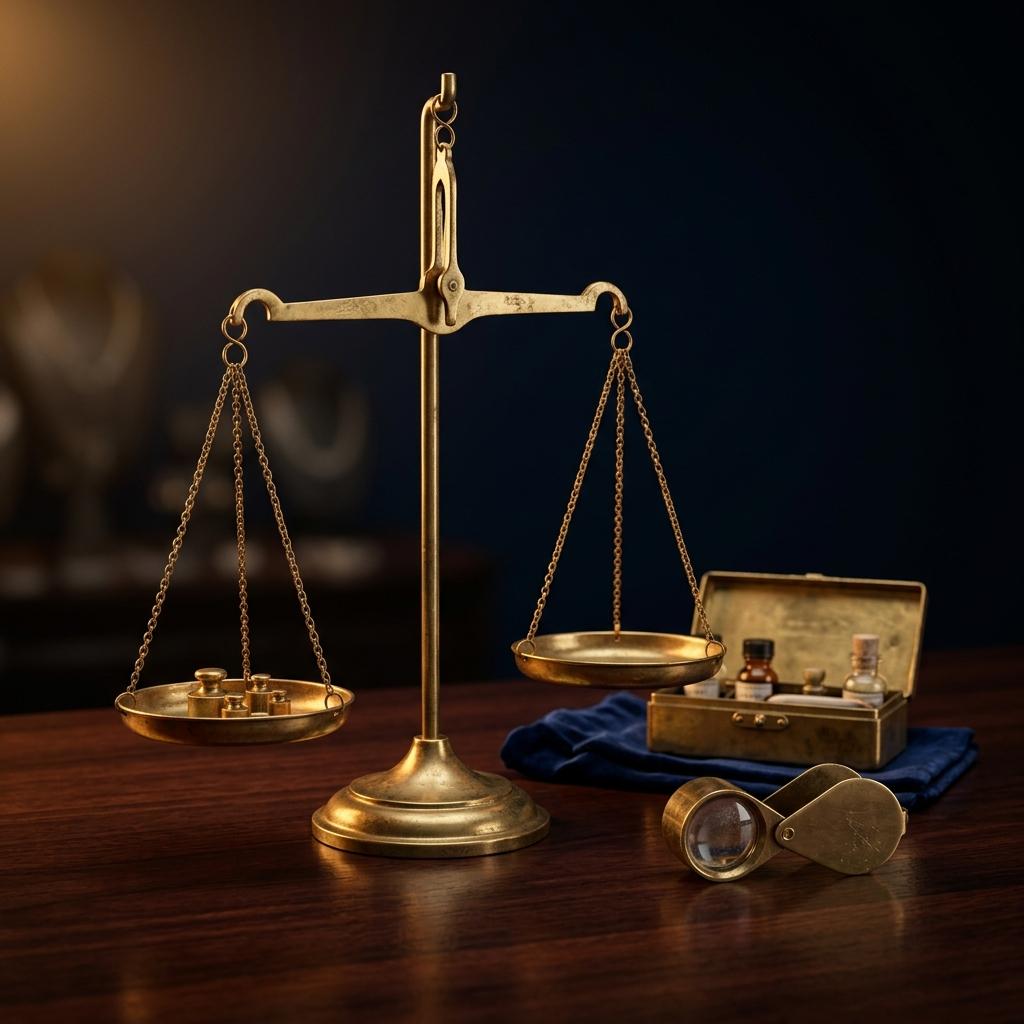 Scales and testing equipment on the shop counter.