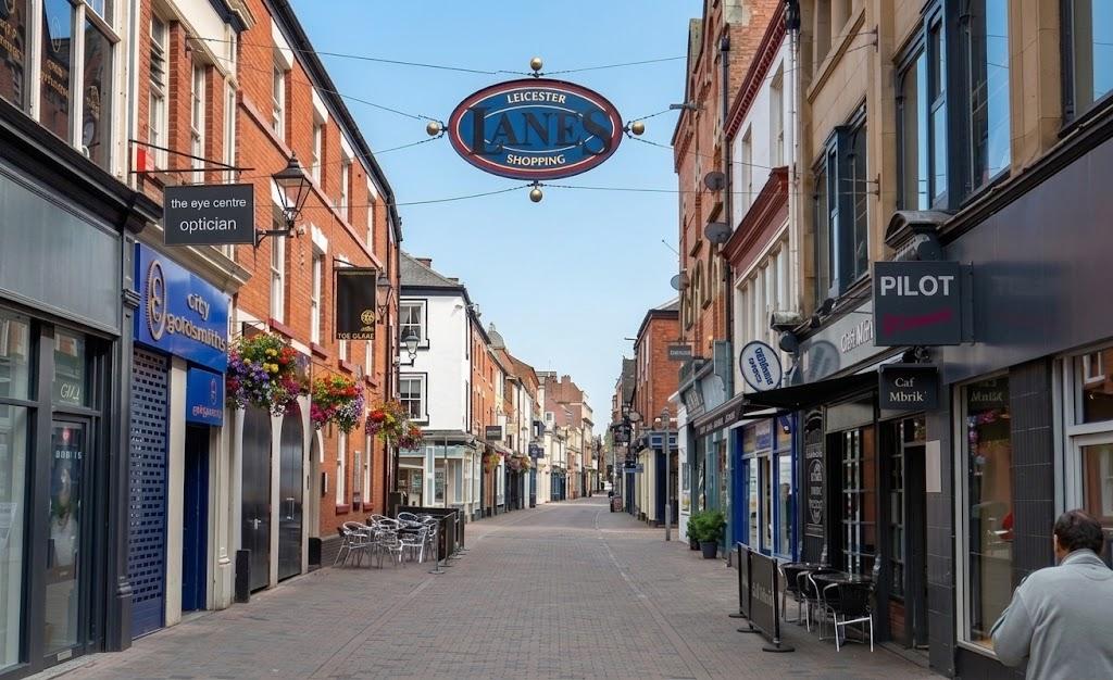 Loseby Lane in Leicester's Lanes quarter, looking towards the shop.
